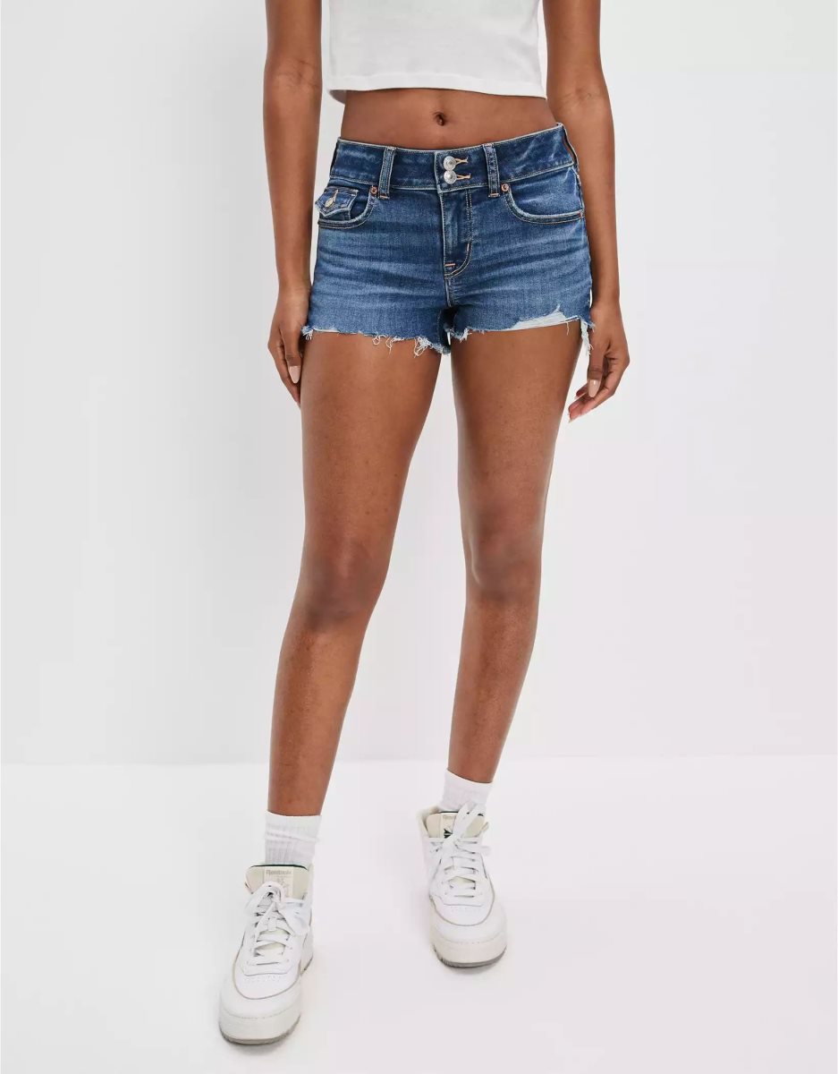 Shorts American Eagle AE Ne(x)t Level Low-Rise Denim Indigo Foncé Femme | UDQ-68737633